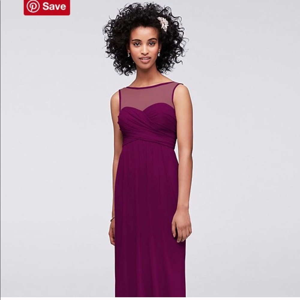 David's Bridal Long Mesh w/ Illusion neck. F15927